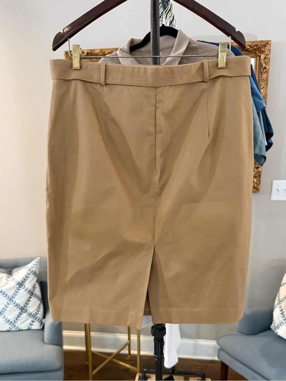 J. Crew Khaki Belted Pencil Skirt - Lined